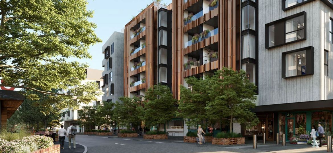 Ground view of the outside of East Brunswick Village's Bluestone Way.